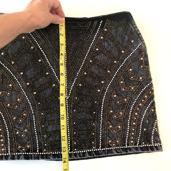 The Kooples Jeans Embellished Denim Mini Skirt Women’s Size Small, Koopl…