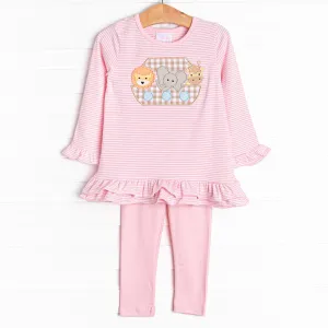 Two By Two Applique Legging Set, Pink