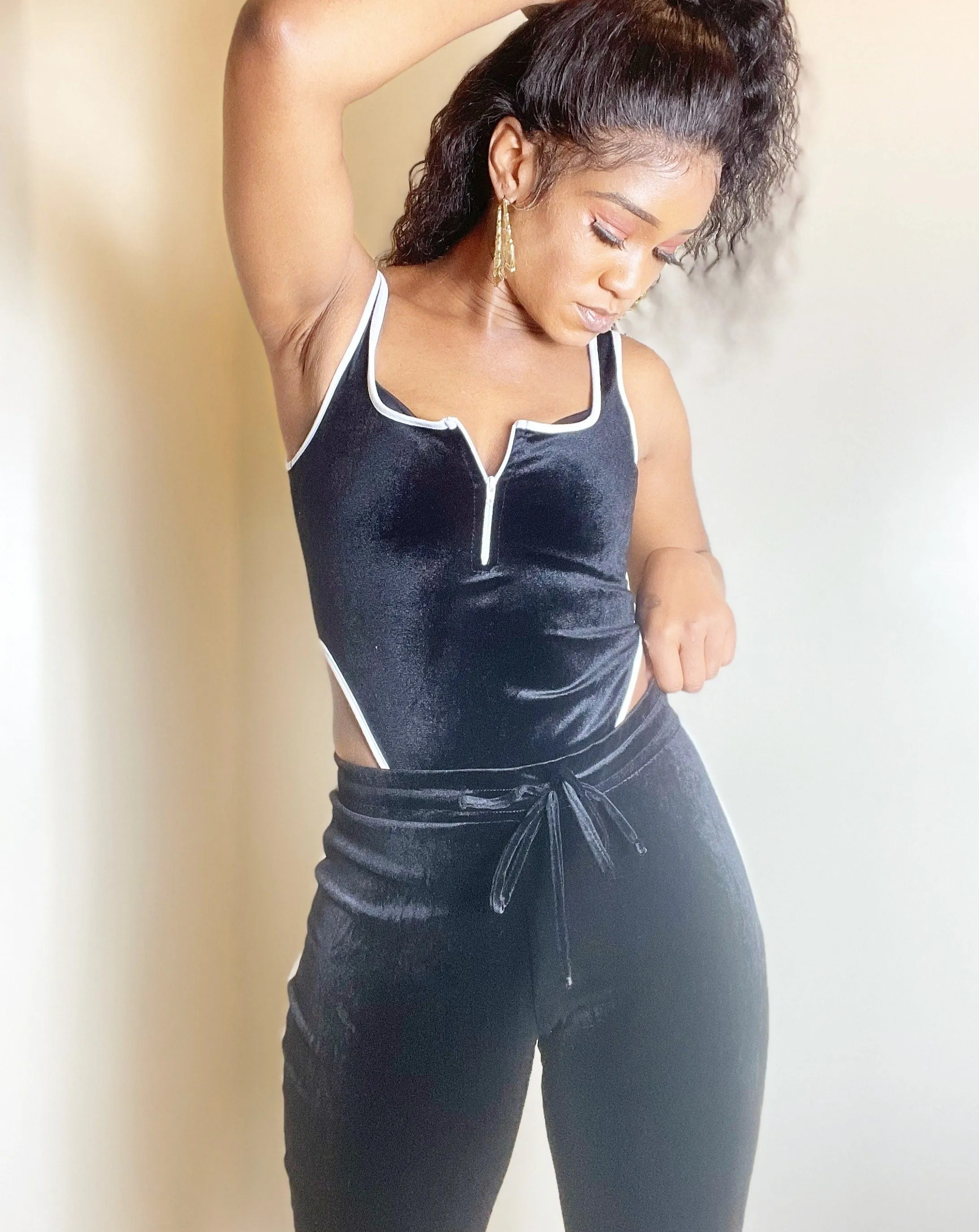 Two-piece Velour Bodysuit Jumpsuit