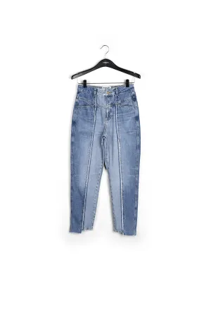 Two-tone frayed boyfriend jeans