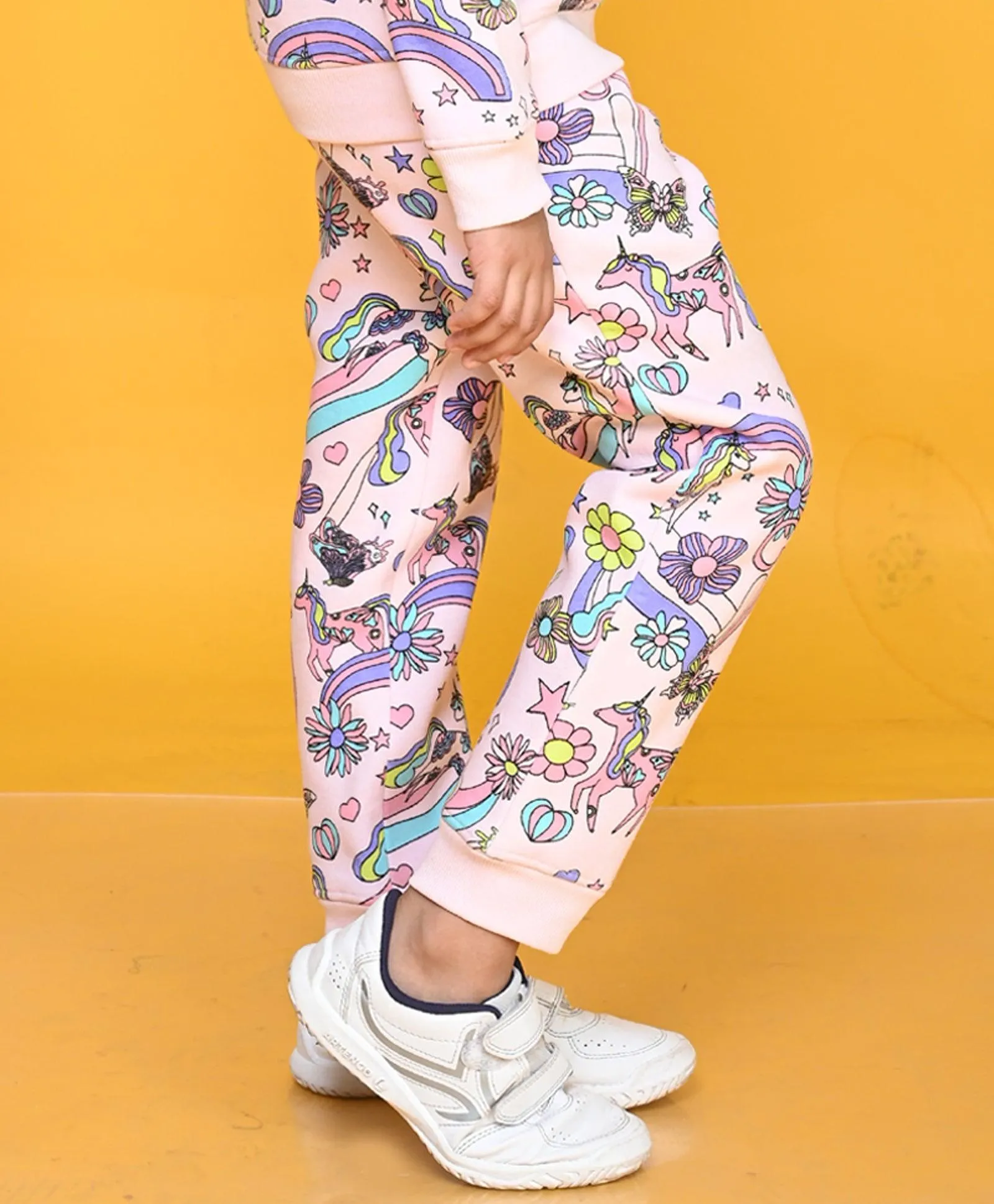 UNICORN BUTTERFLY GIRLS FLEECE JOGGER - PINK