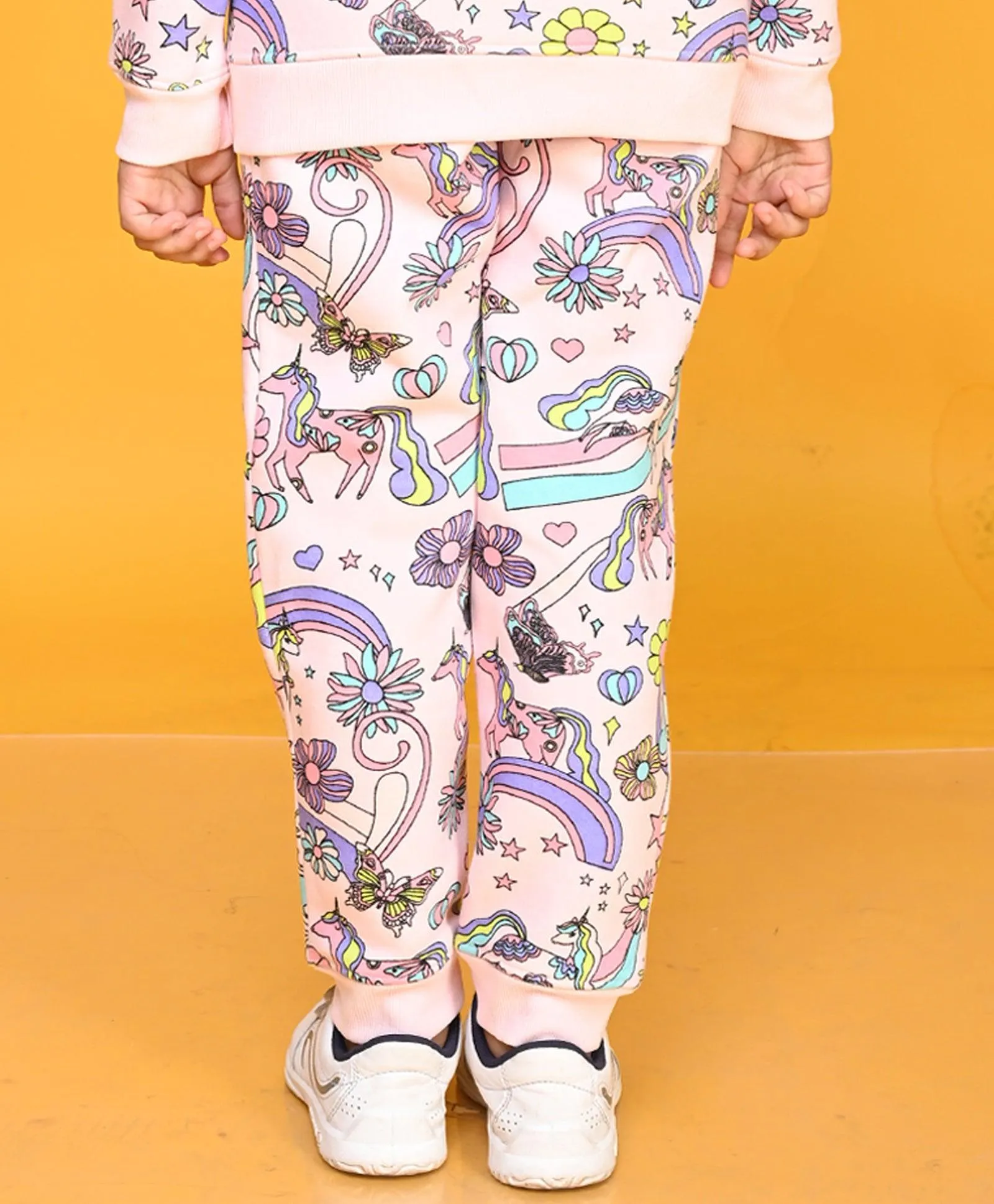 UNICORN BUTTERFLY GIRLS FLEECE JOGGER - PINK