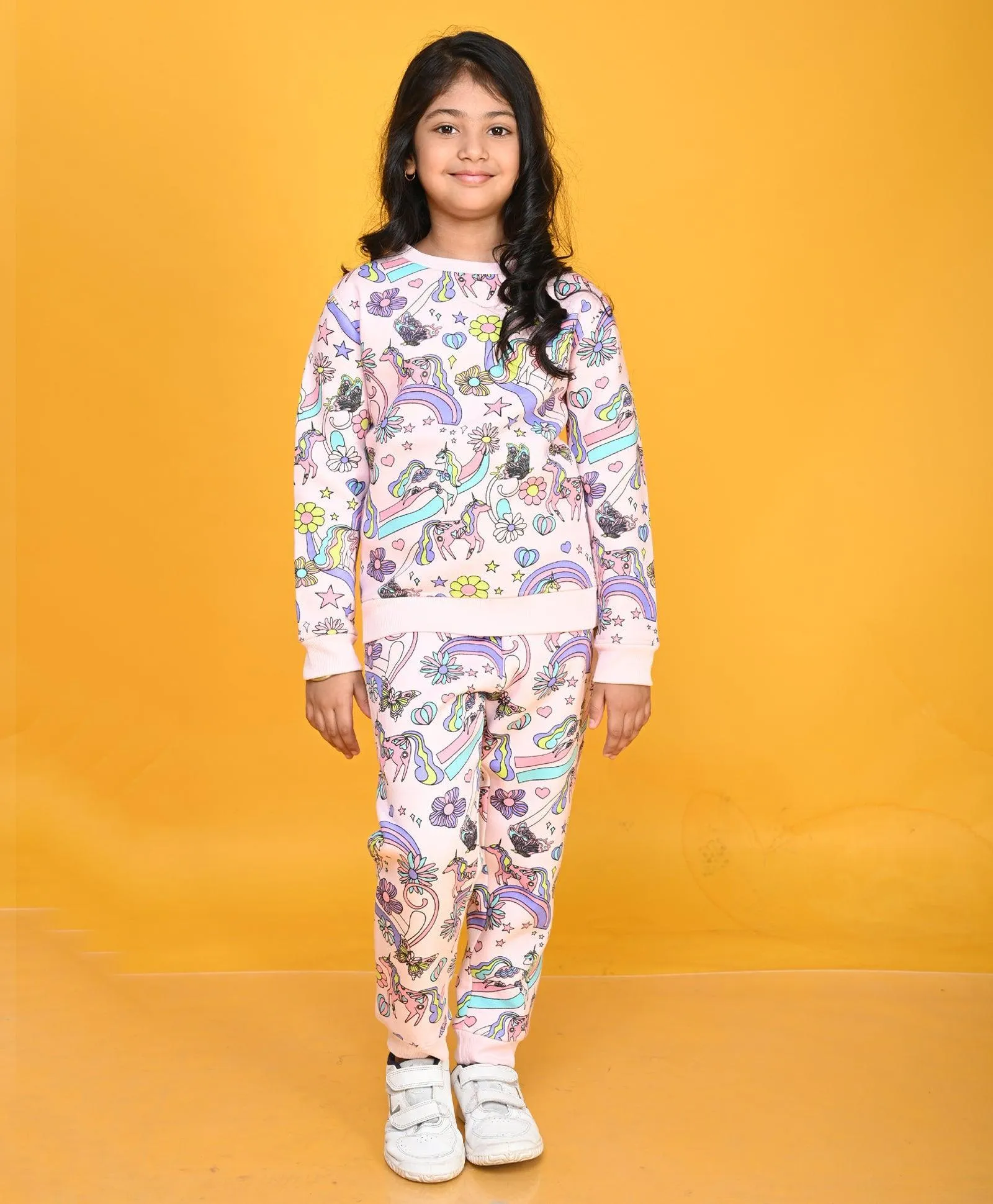 UNICORN BUTTERFLY GIRLS FLEECE JOGGER - PINK