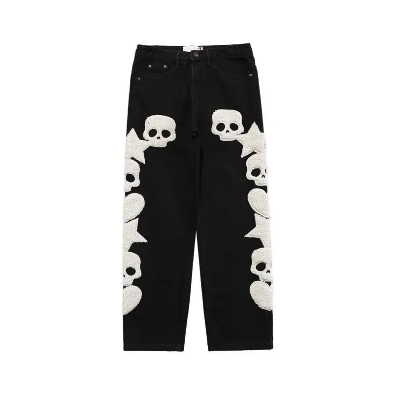 Unisex Y2K Streetwear Skull Jeans