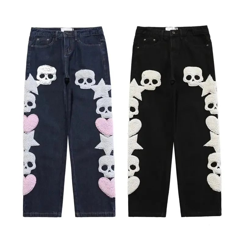 Unisex Y2K Streetwear Skull Jeans