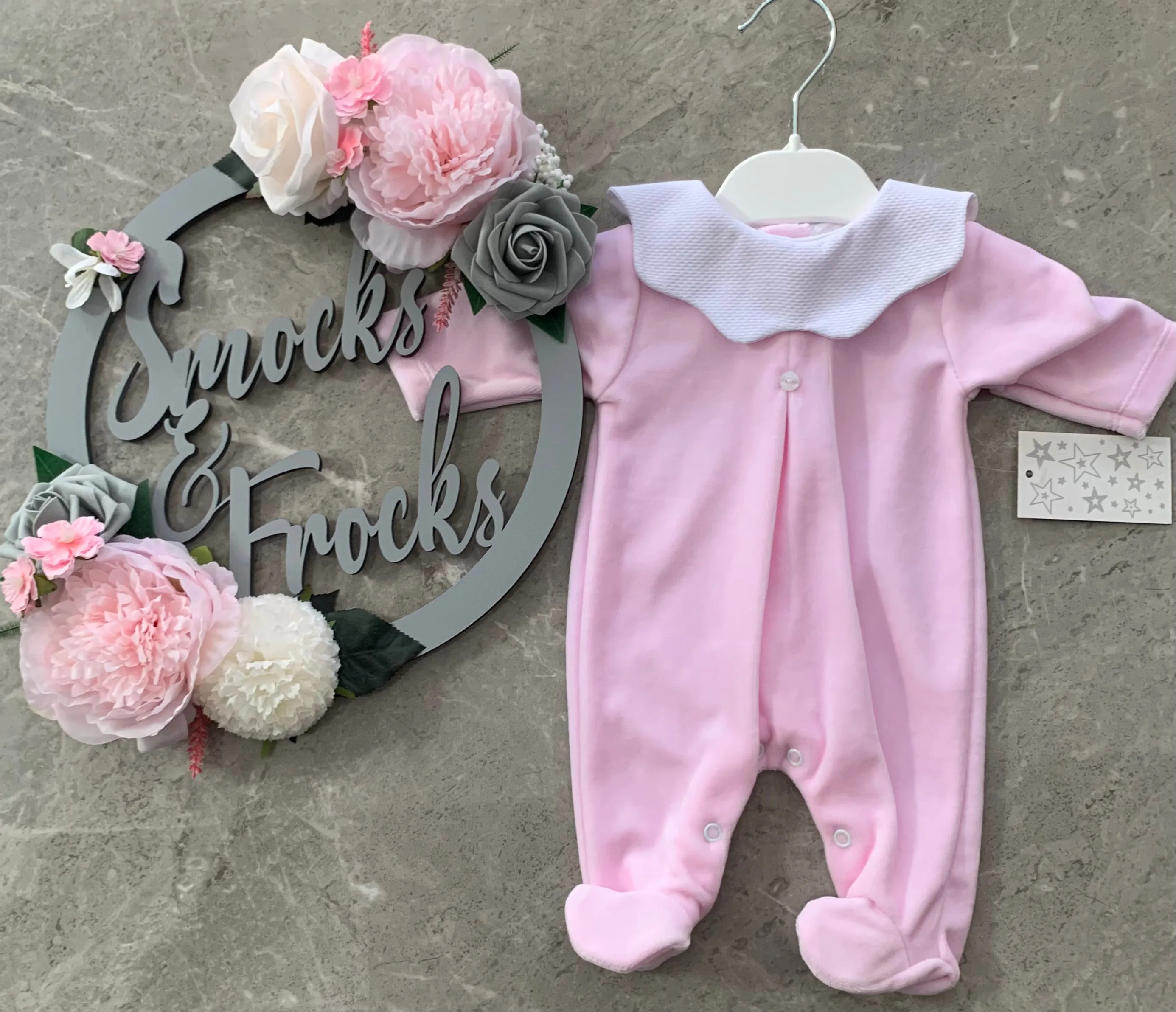 Velour Babygrow with Scallop Collar - SG95V
