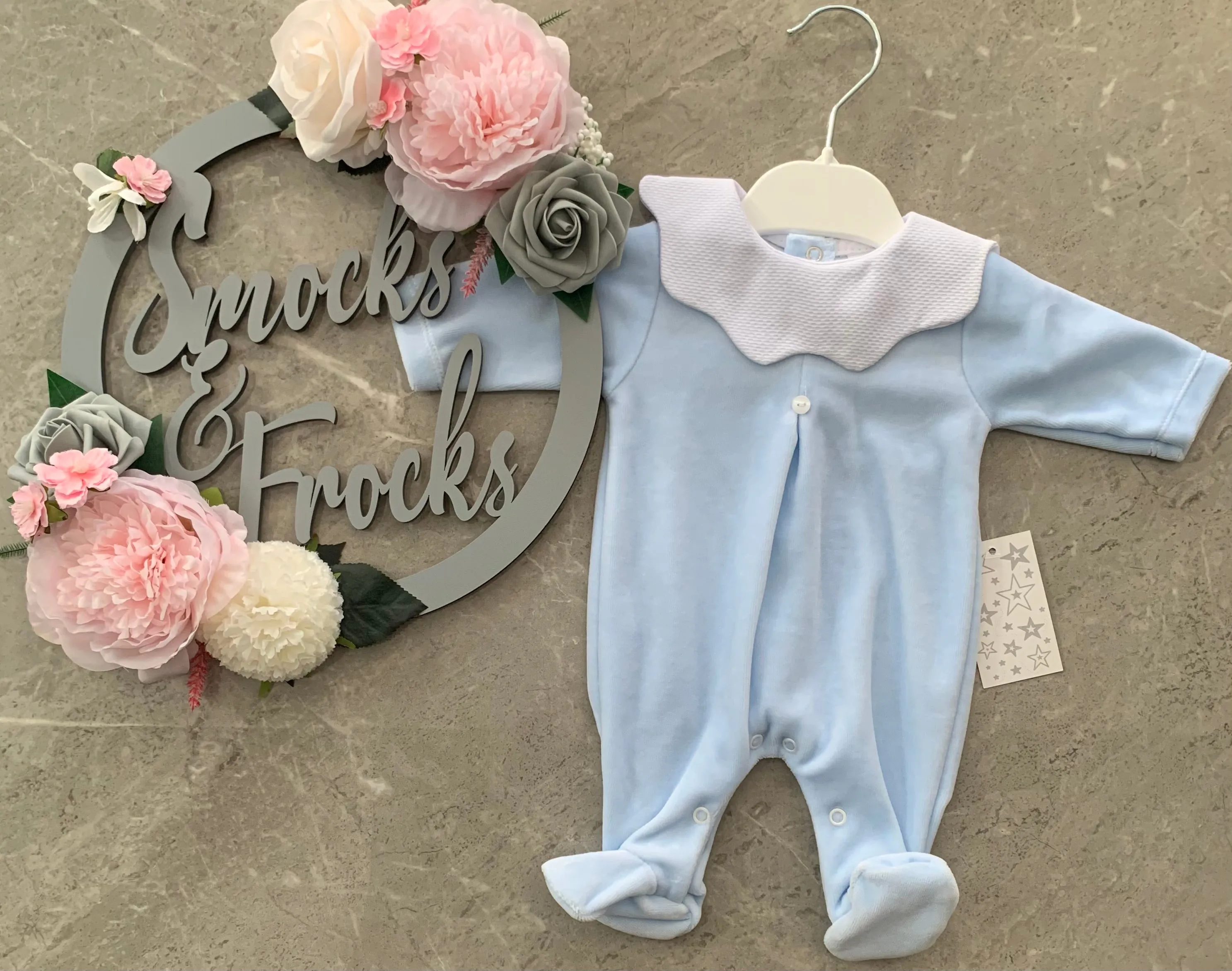 Velour Babygrow with Scallop Collar - SG95V