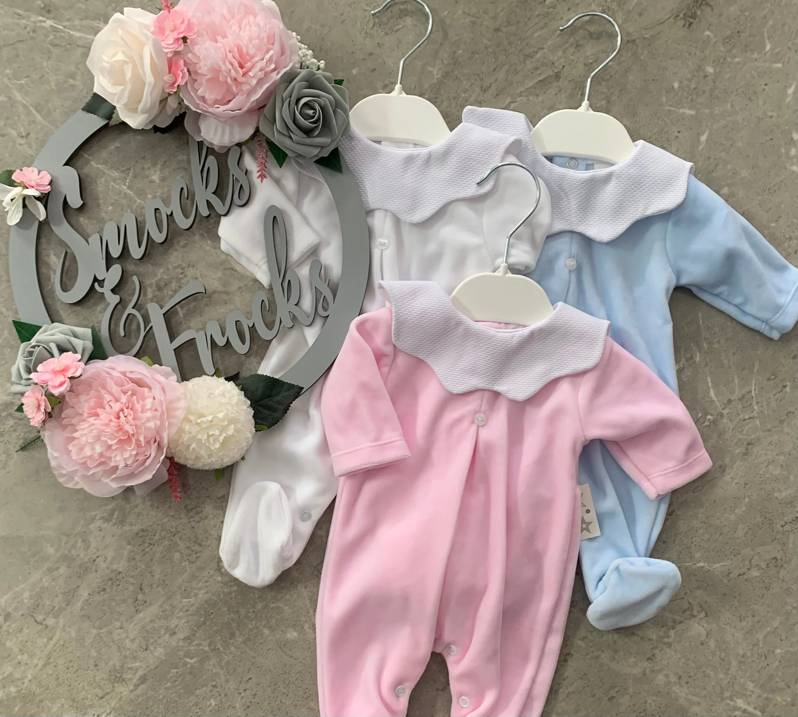 Velour Babygrow with Scallop Collar - SG95V