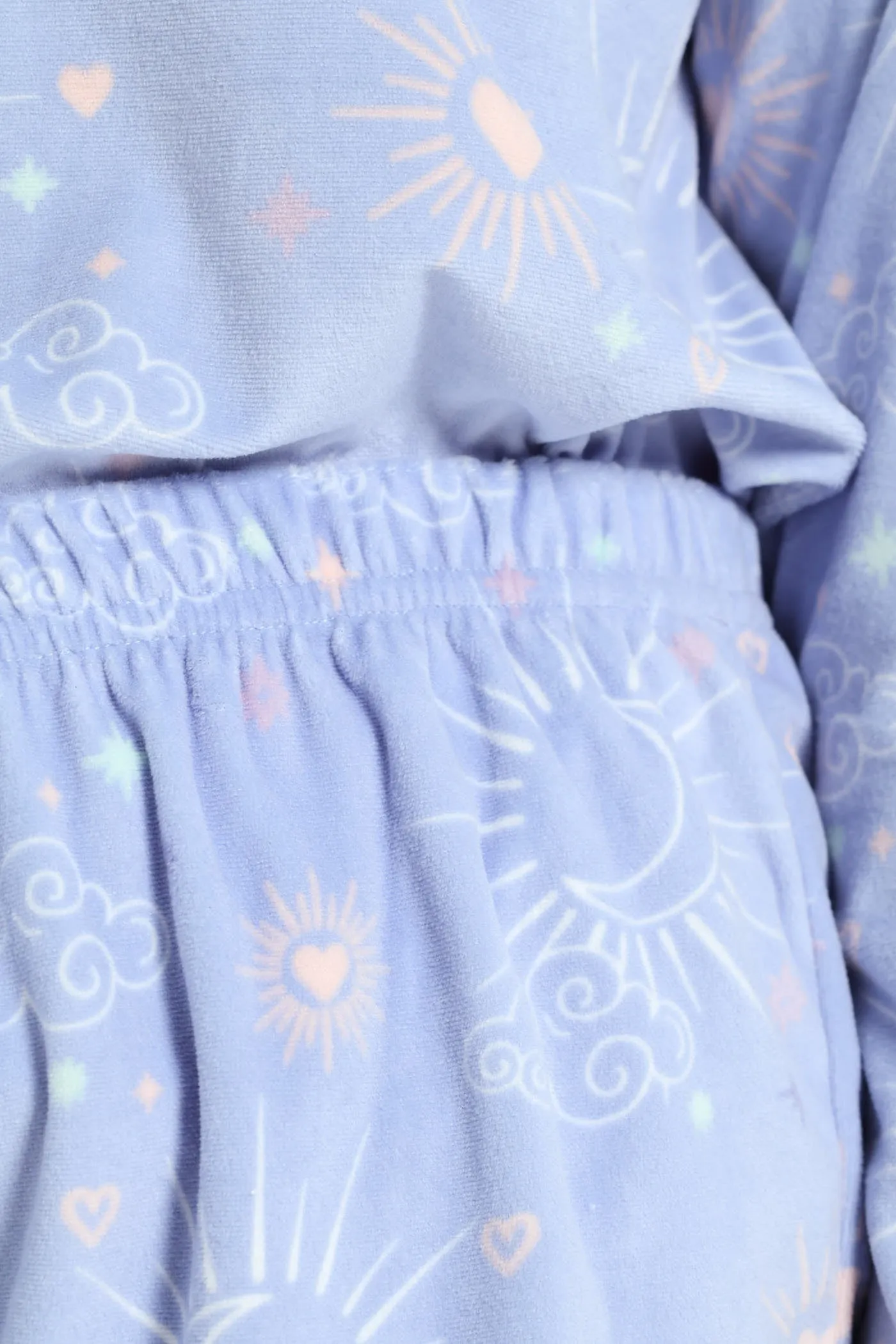 Velour Celestial Top & Pants Pj Set - Purple