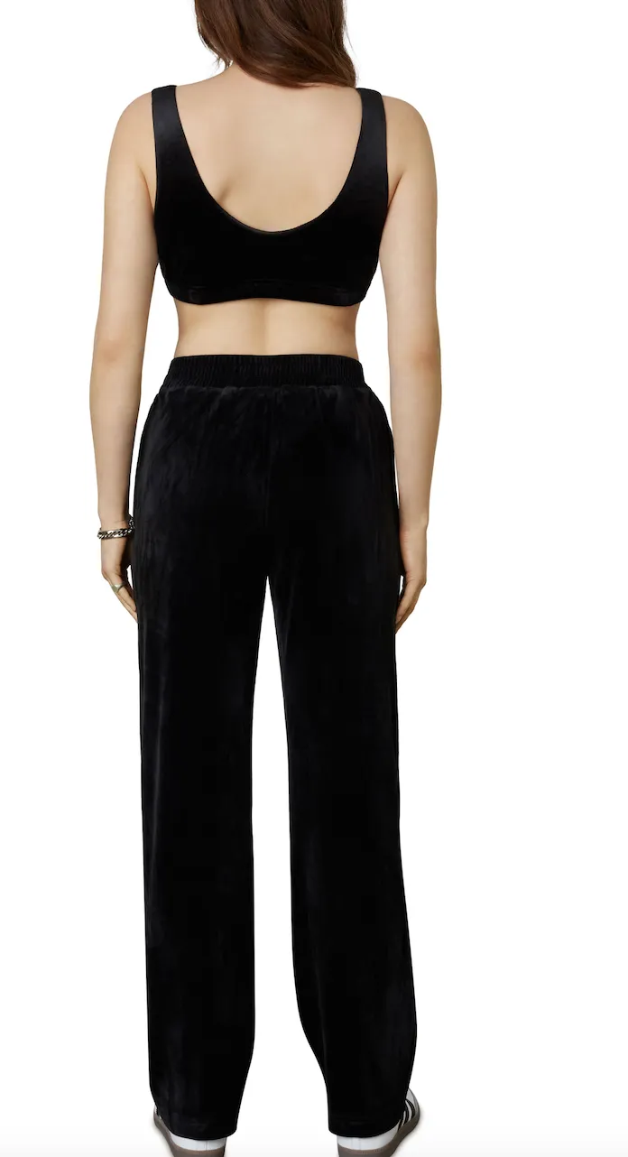 Velour High Waisted Wide Leg Pants