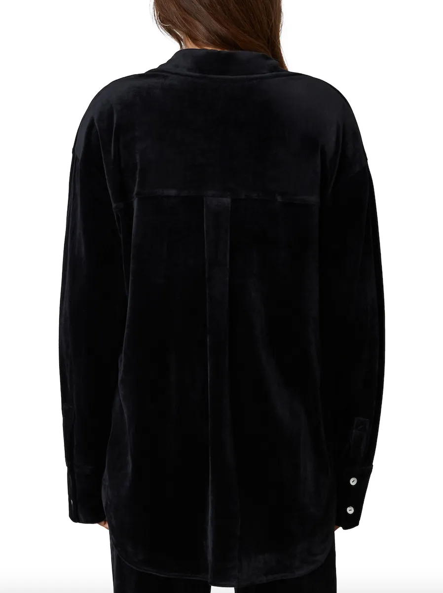 Velour Long Sleeve Button Down Shirt