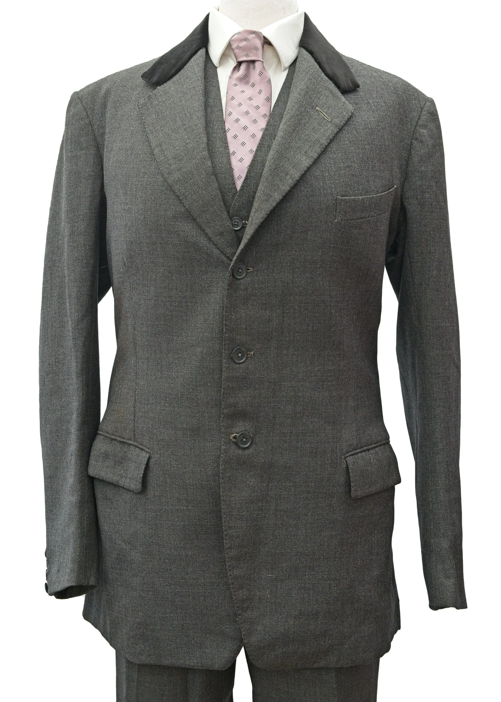 Vintage 1950s Men's Vintage Charcoal 3 Piece Suit 40”L