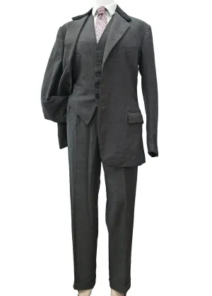 Vintage 1950s Men's Vintage Charcoal 3 Piece Suit 40”L