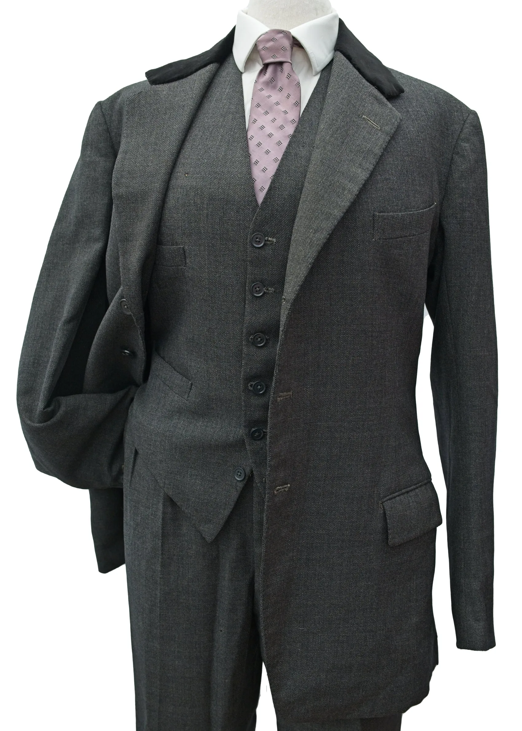 Vintage 1950s Men's Vintage Charcoal 3 Piece Suit 40”L