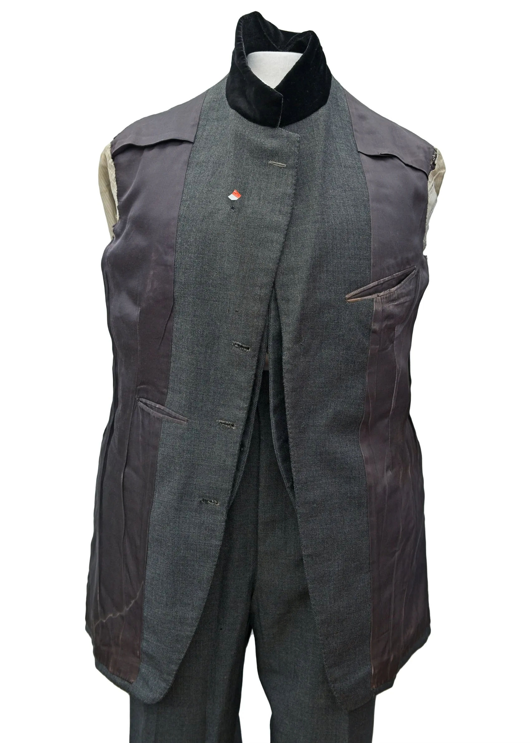 Vintage 1950s Men's Vintage Charcoal 3 Piece Suit 40”L