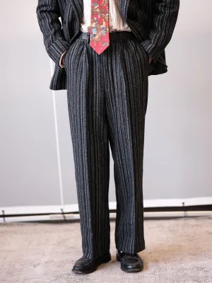 Vintage Pinstriped Wide-Leg Trousers