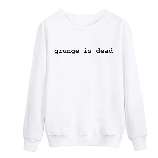 Vsenfo Hoodies Women Grunge Is Dead Kurt Cobain Nirvana 90s Rock Funny Sweatshirts Casual Pullover Crewneck Sweatshirt Moletom