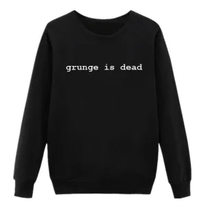 Vsenfo Hoodies Women Grunge Is Dead Kurt Cobain Nirvana 90s Rock Funny Sweatshirts Casual Pullover Crewneck Sweatshirt Moletom