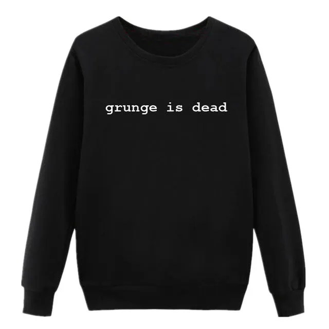 Vsenfo Hoodies Women Grunge Is Dead Kurt Cobain Nirvana 90s Rock Funny Sweatshirts Casual Pullover Crewneck Sweatshirt Moletom
