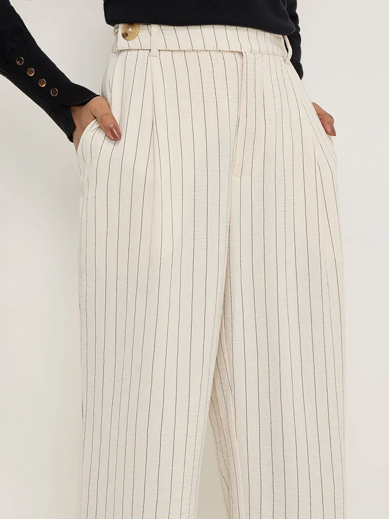 Wardrobe Off-White Pinstriped High-Rise Trousers