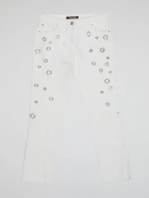 White Embellished Denim Jeans