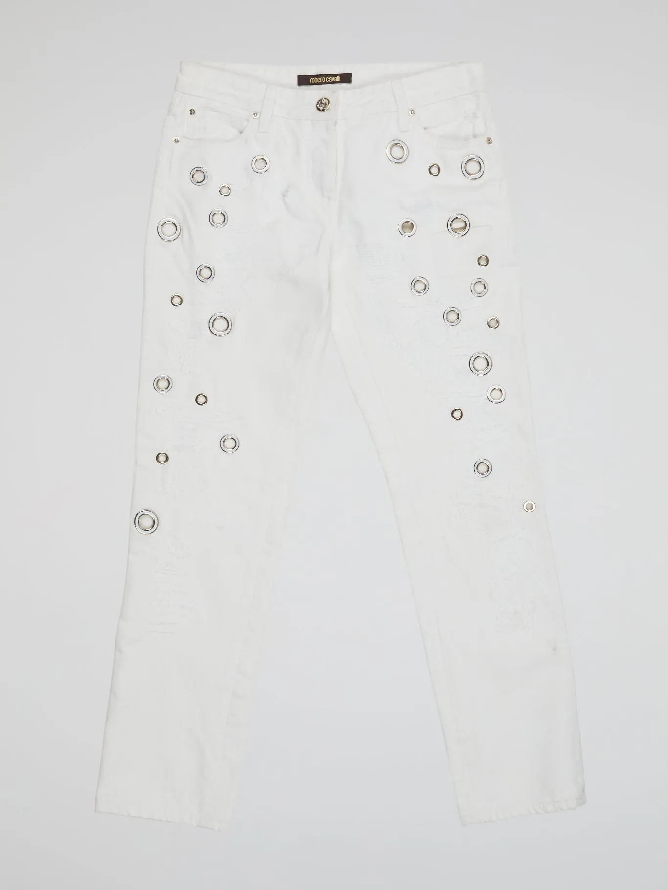 White Embellished Denim Jeans