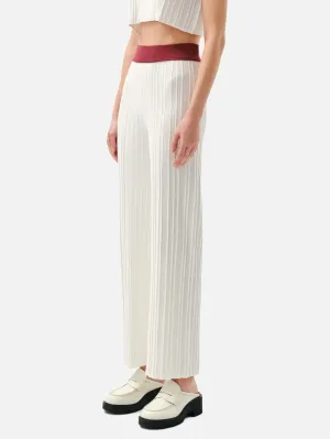 White Openwork Knitted Trousers