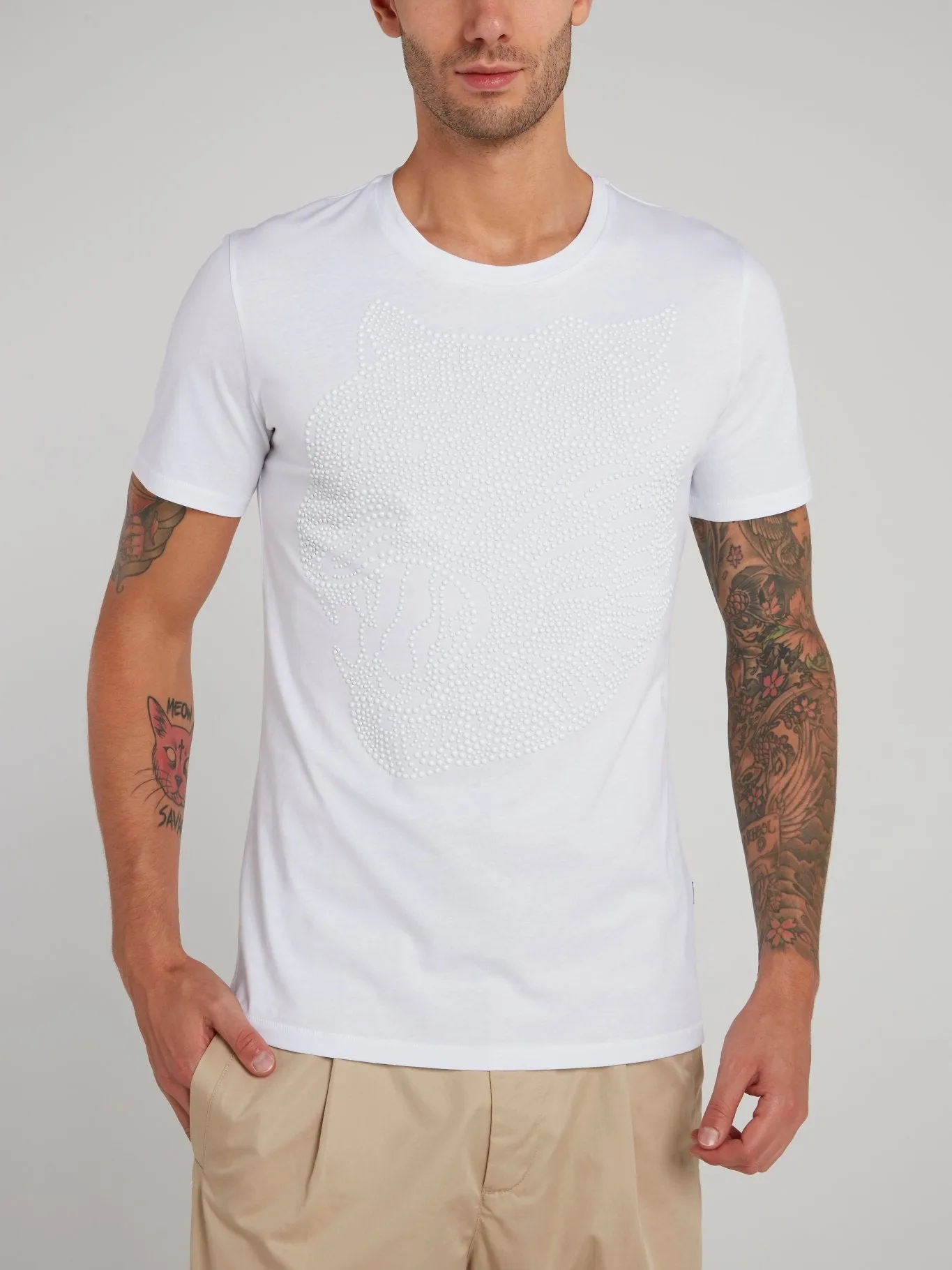 White Studded Tiger T-Shirt