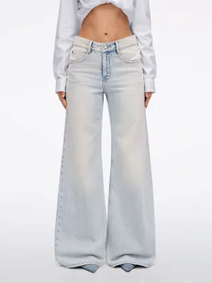 Wing-Embellished Beaded Flared Jeans