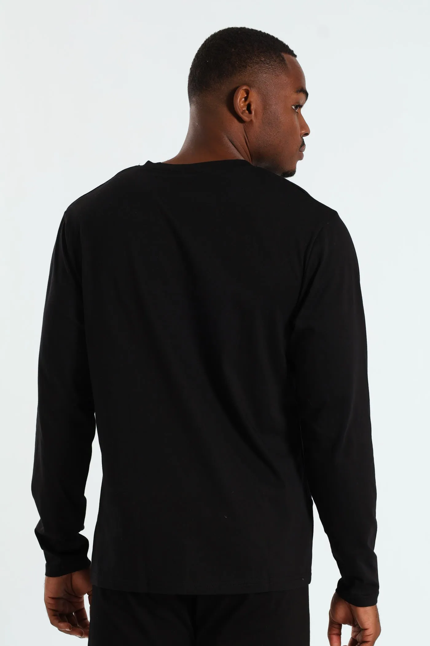 Winter Long Sleeve Thermal V-Neck Tee - Black