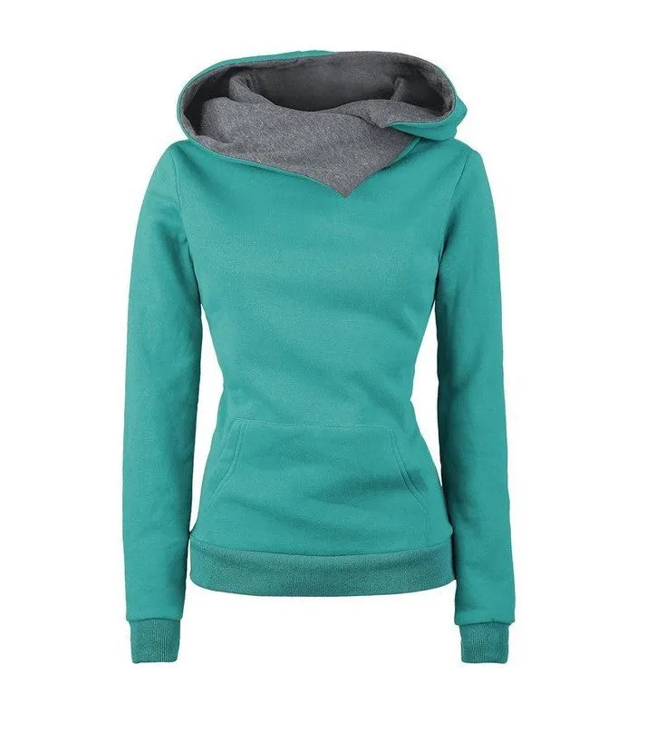 Women Casual Solid Hoodies Unisex Lapel Hooded Sweatshirts Pullovers Turn-down Collar