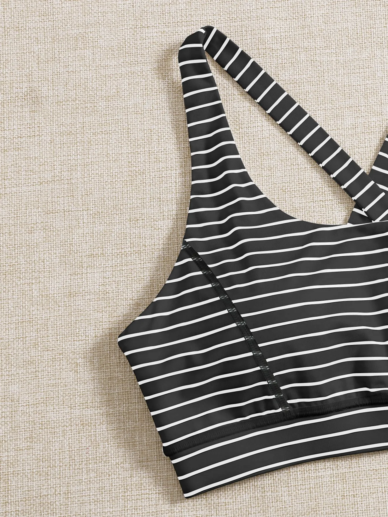 Women's 3pcs Striped Sports Bra & Tank Top & Leggings