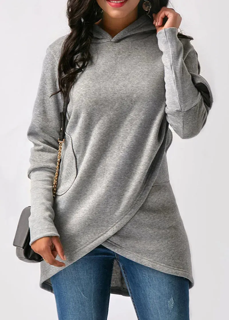 Women's Casual Solid Color Hoodie Sweatshirt
