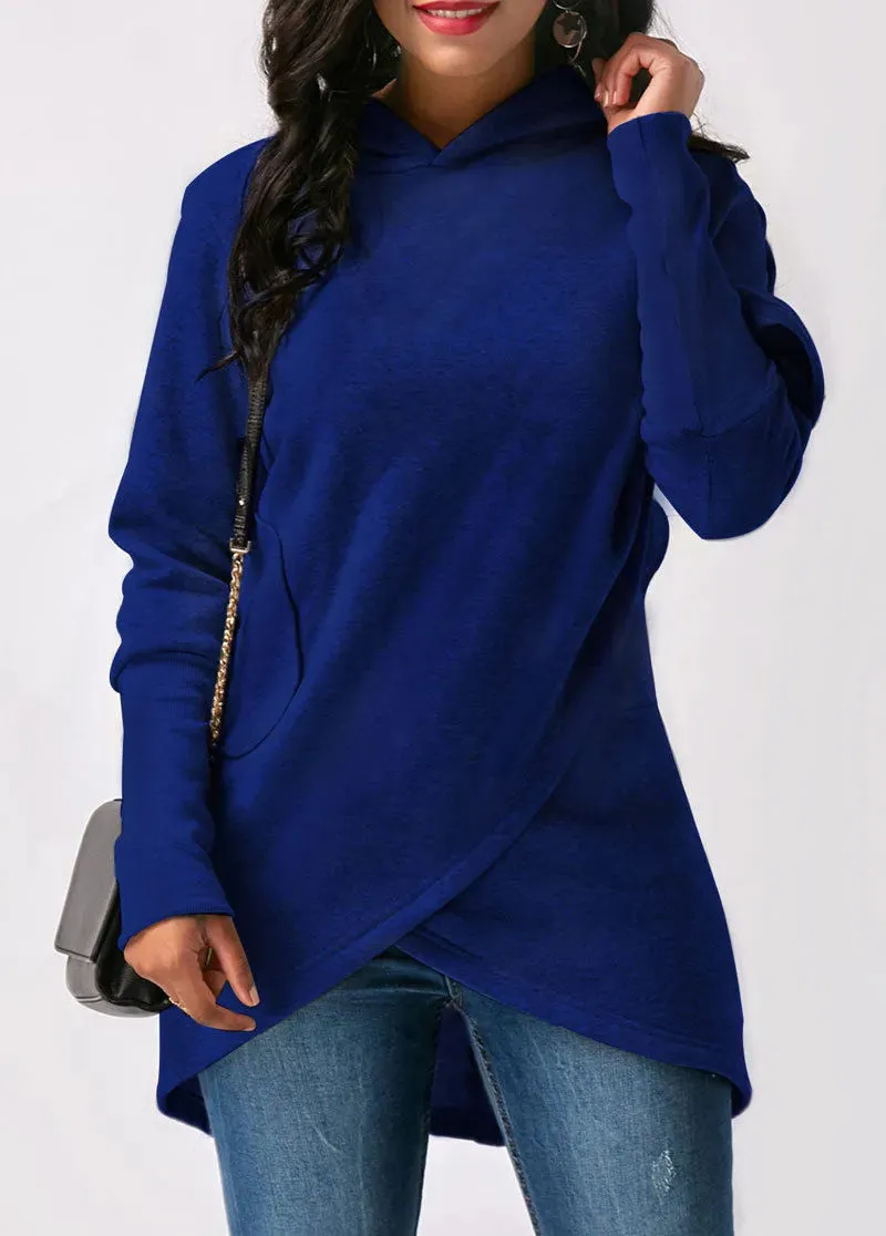 Women's Casual Solid Color Hoodie Sweatshirt