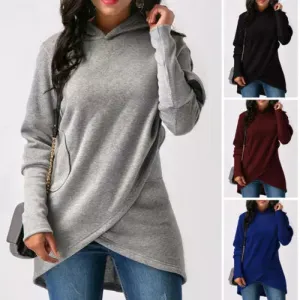 Women's Casual Solid Color Hoodie Sweatshirt