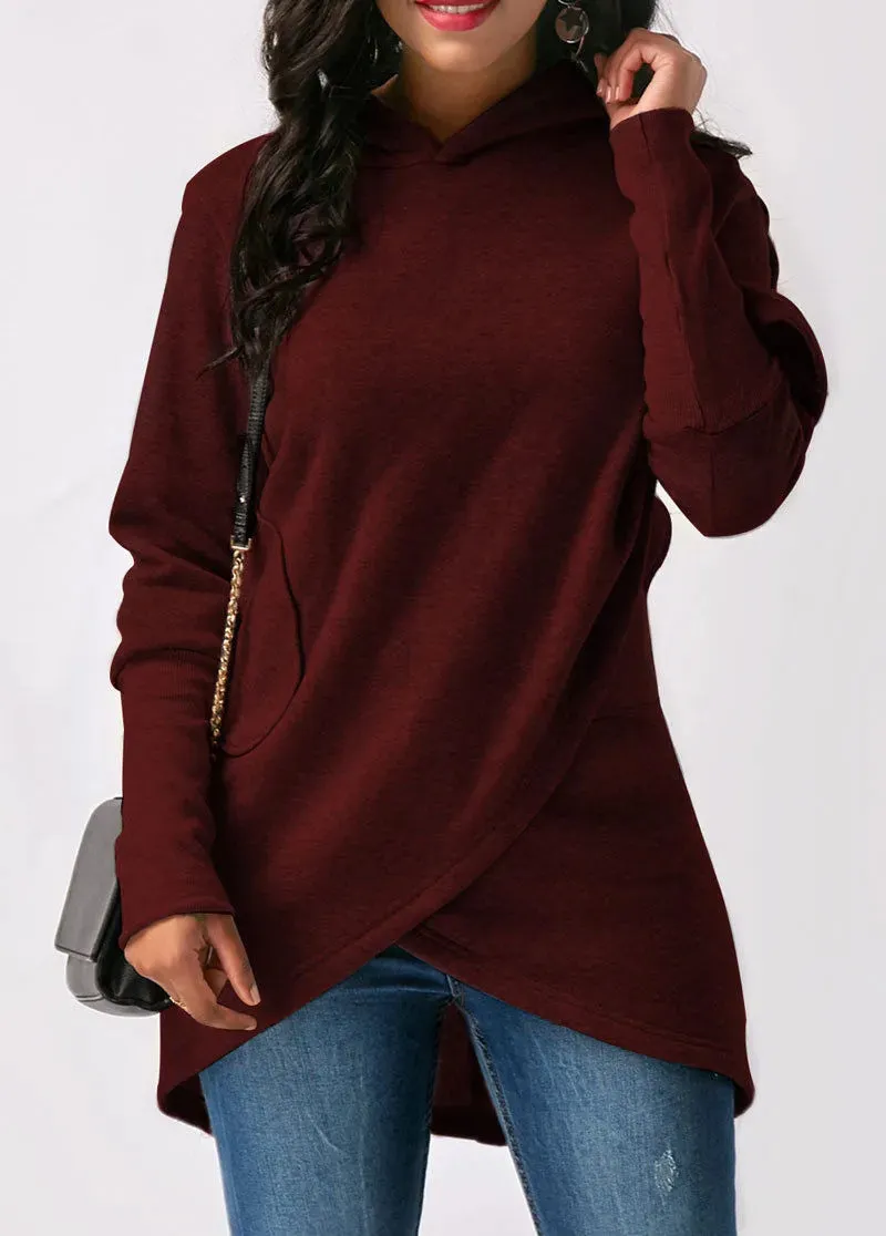 Women's Casual Solid Color Hoodie Sweatshirt