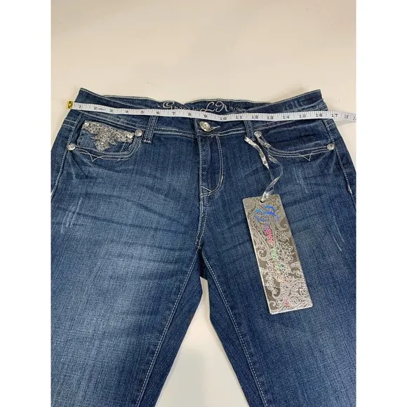 Womens Grace in LA Embellished Jeans NWT size 11‎ Skinny Fit  M16