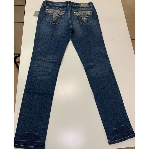Womens Grace in LA Embellished Jeans NWT size 11‎ Skinny Fit  M16
