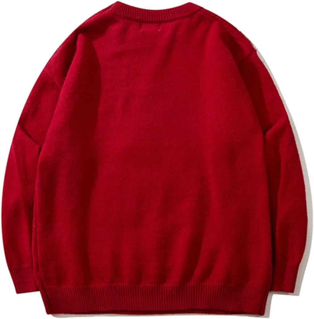 Women's Oversized Christmas Tree Graphic Crewneck Sweater Vintage Xmas Holiday Knitted Pullovers Top