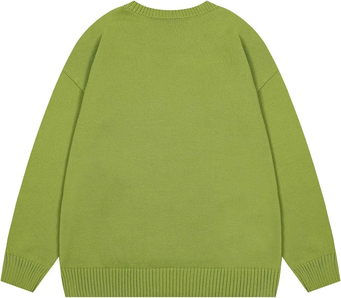 Women's Oversized Vintage Animal Dog Graphic Crewneck Holiday Sweater Long Sleeve Knitted Pullovers Tops