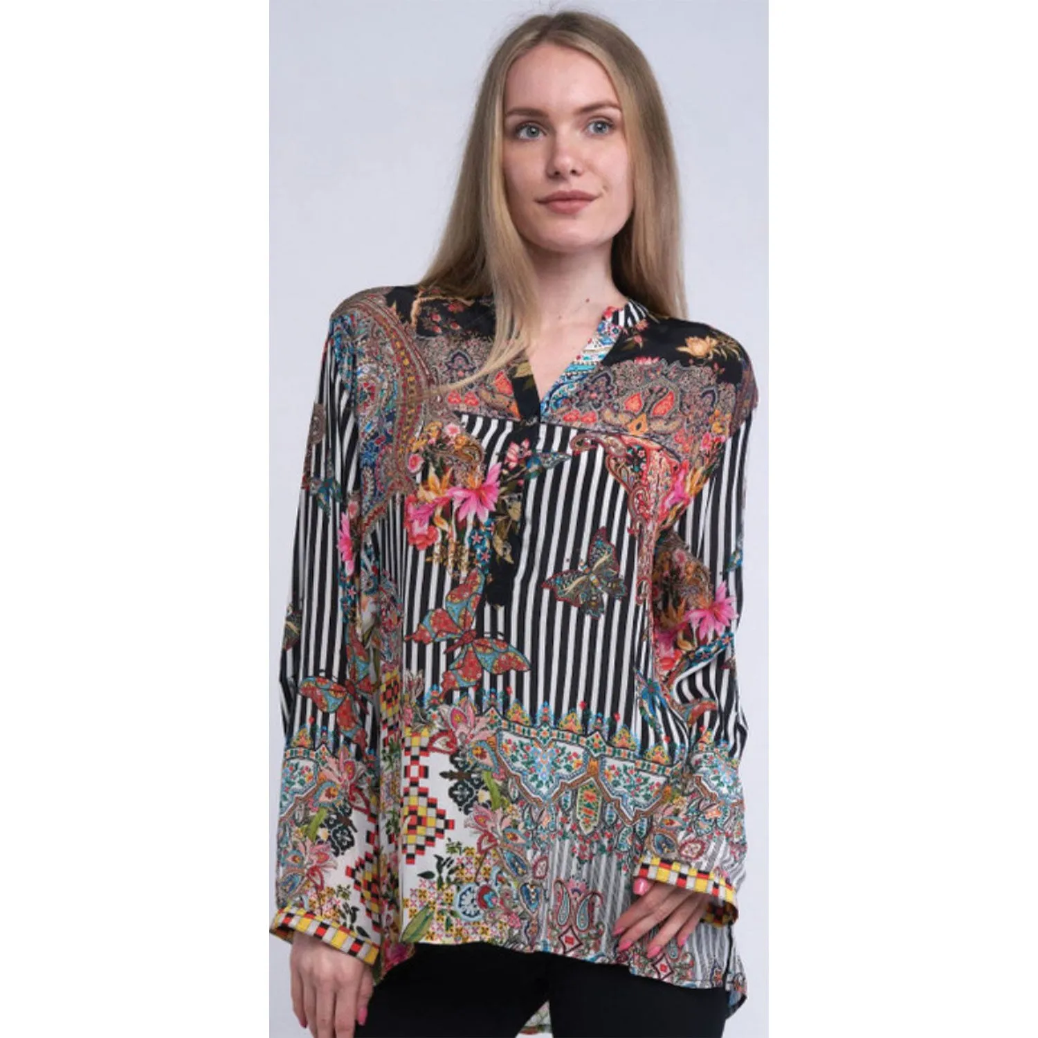 Women's Shana Apparel V-Neck Blouse Stripe Multi