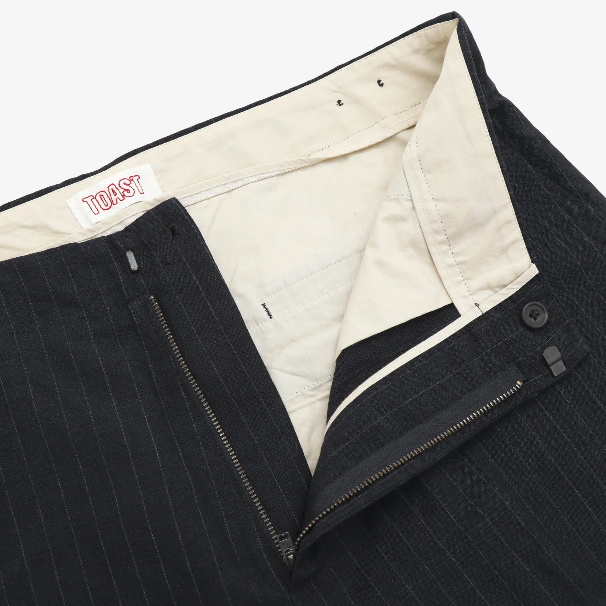 Wool Linen Pinstriped Trousers